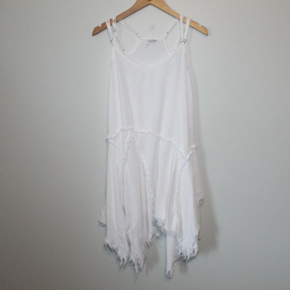 Intimately Free People Tattered Up Shredded Trim Slip Dress White Medium H12845 - Picture 2 of 11